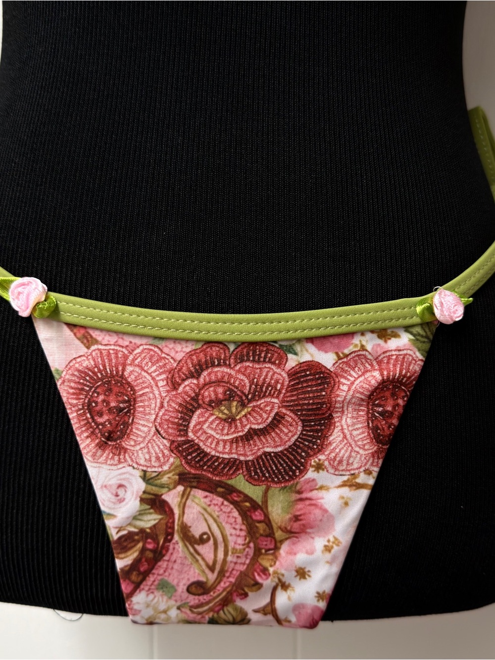 Floral Pink & Green Triangle Bikini Set with Sarong - Picture 5 of 9